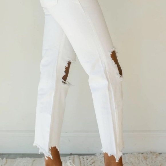 Free People Maggie Mid Rise Straight Leg Jeans Size 32 NWT! White Button Fly - Picture 5 of 15